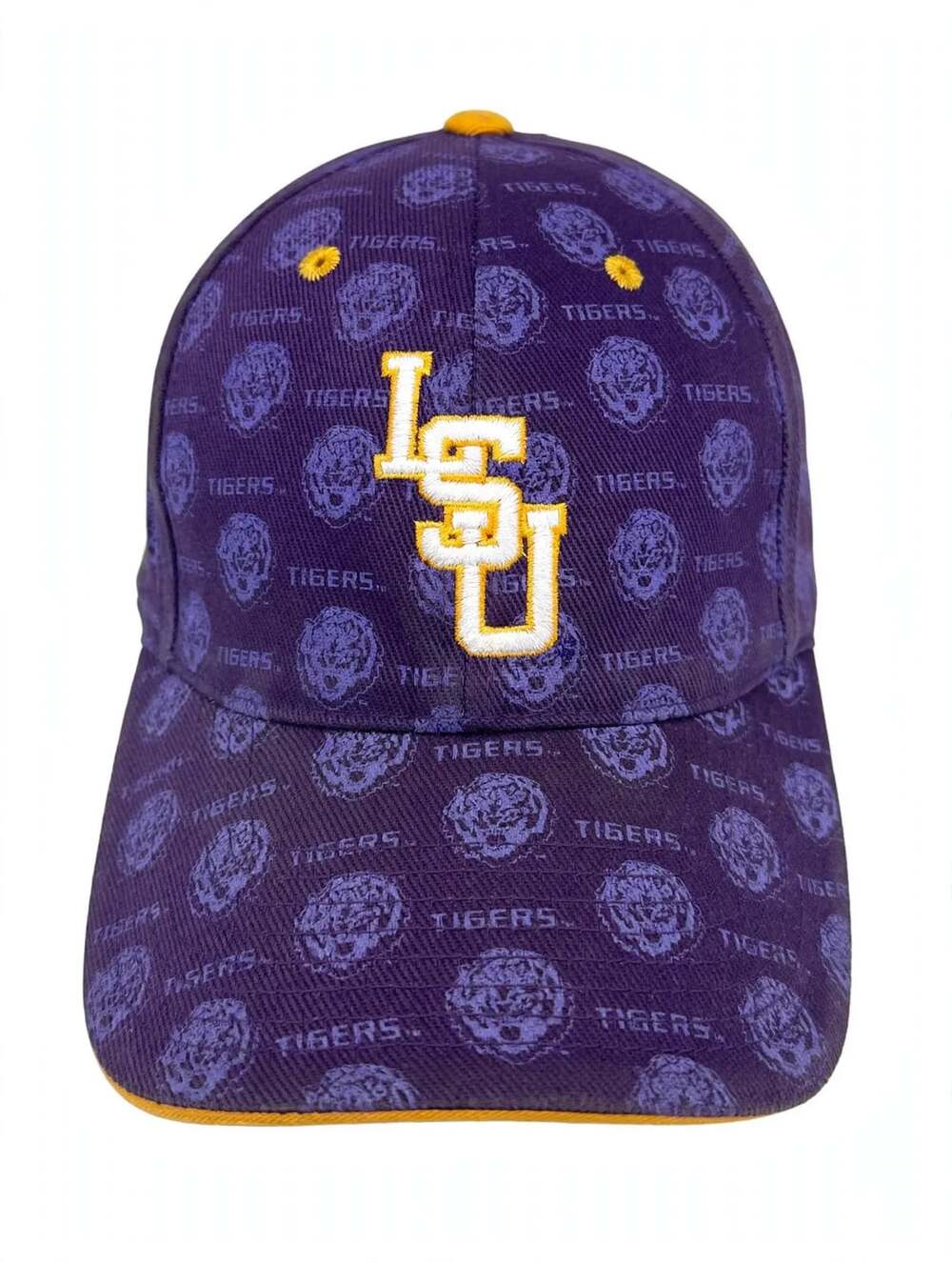Captivating Headgear LSU Tigers Purple All-Over Print Baseball Hat Cap Adjustabl